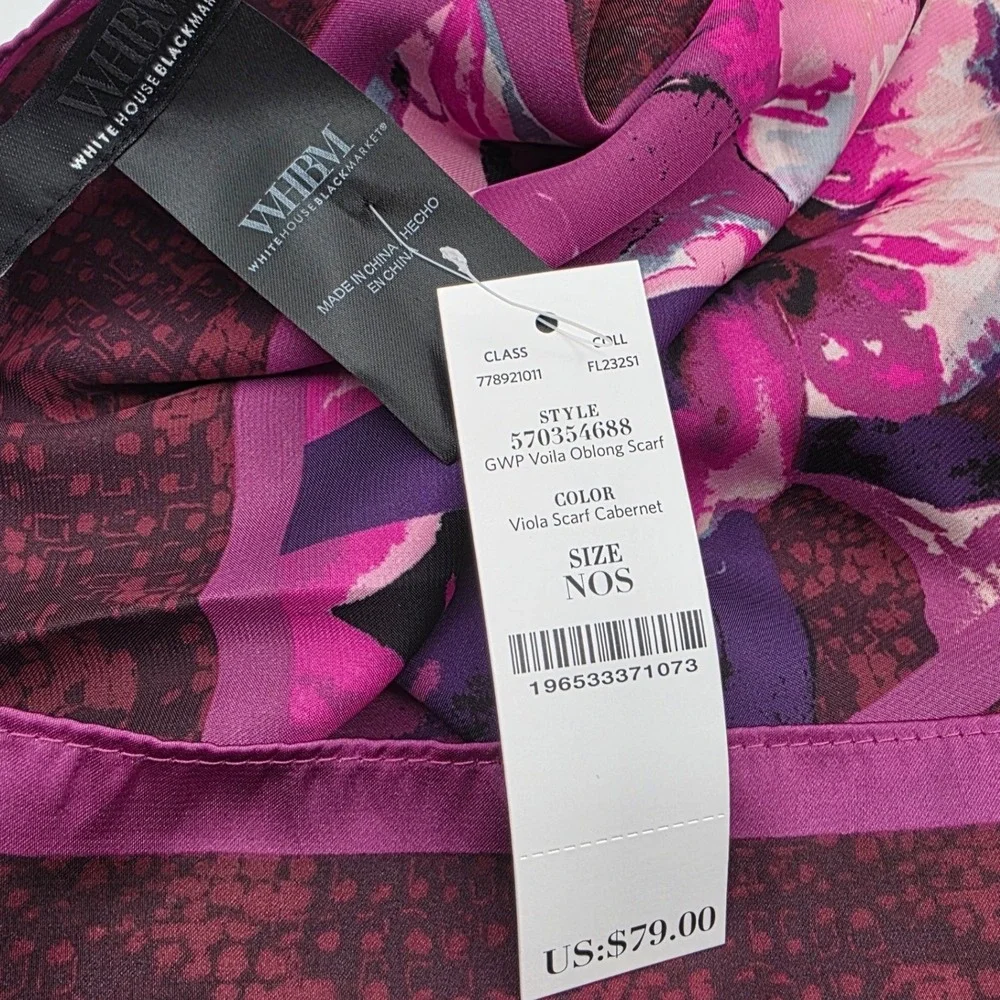 White House Black Market GWP Voila Oblong Scarf Viola Scarf Cabernet NWT‎